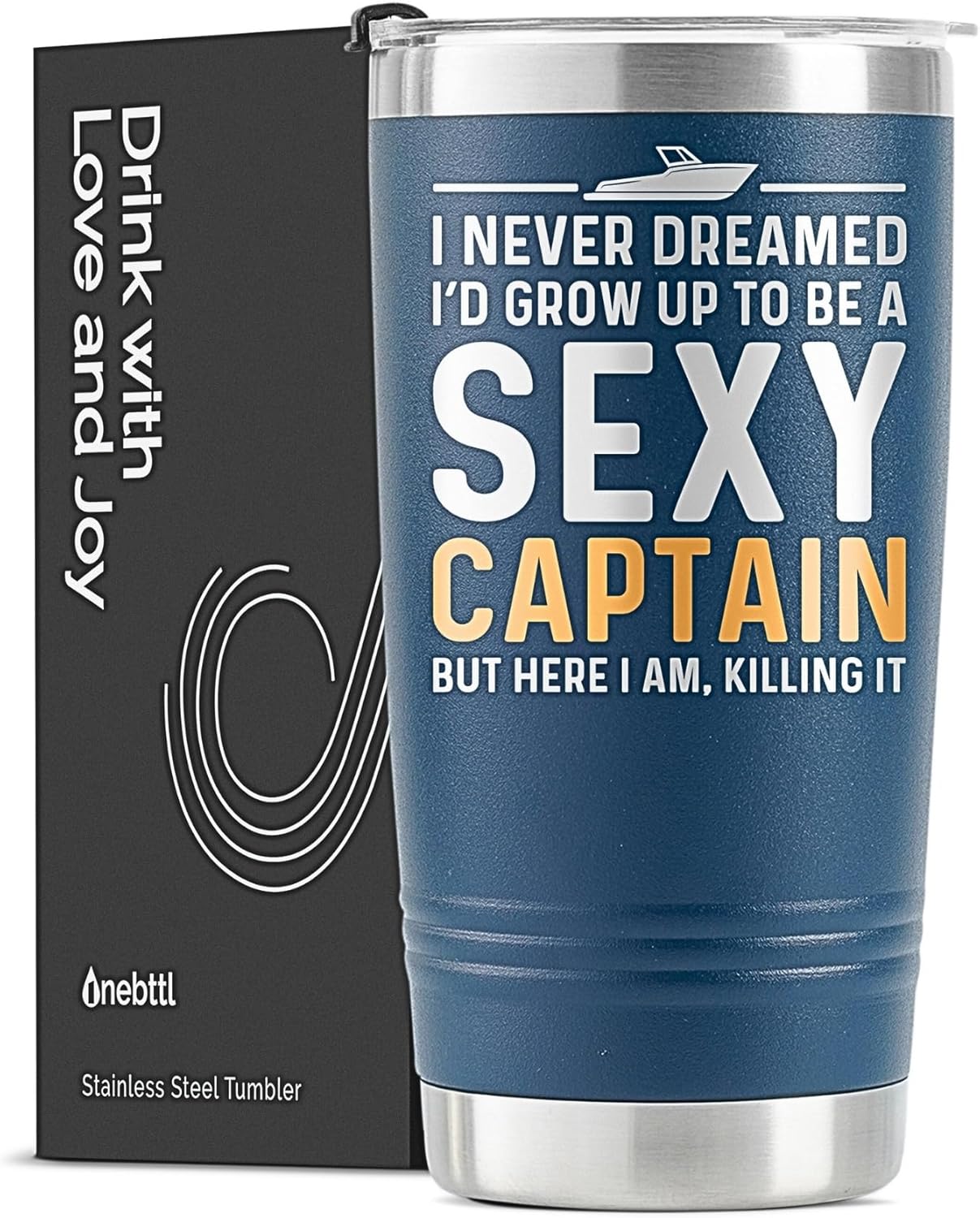 Onebttl Boat Accessories, Cool Gifts for Boaters, Boat Captain Gifts for Men, 20oz Stainless Steel Drinking Tumbler